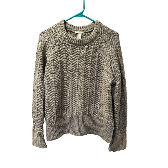 H&M Women's Crew Neck Chunky Knit Sweater Gray Small - Picture 1 of 9